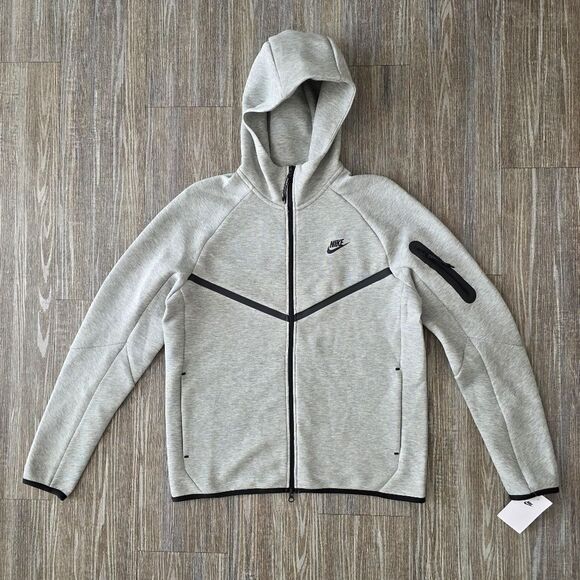 Nike Tech Fleece Windrunner Jacket Heather Grey Black Men's Medium M Hoodie New - Picture 16 of 16